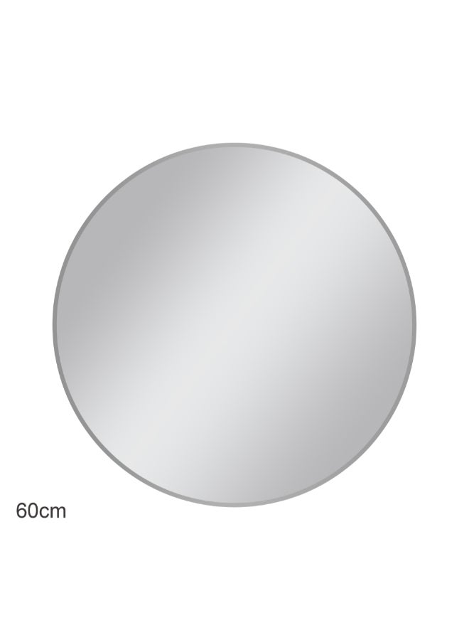 Aqua Drop Elegant Design Round Plain Bathroom Mirror Silver 60 cm DWNM60RF-BS - Image 1